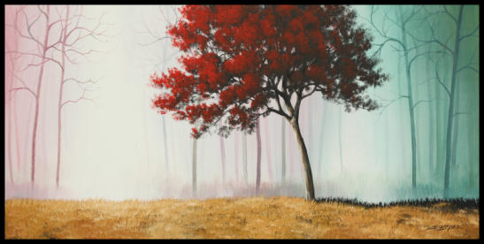 Dark Misty Forest - Acrylic Painting on Canvas by JMLisondra