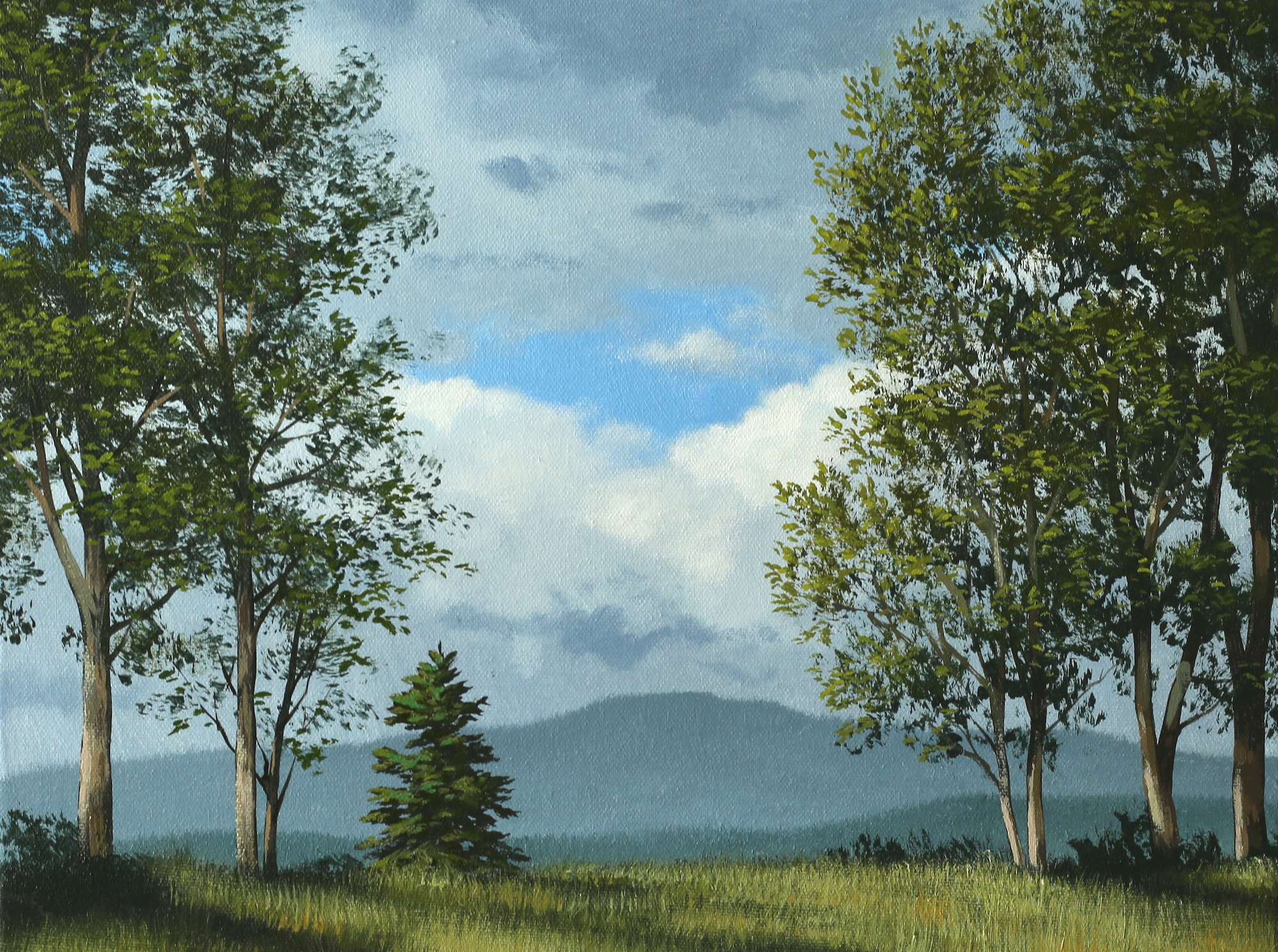 Mountains Between Trees – an acrylic painting lesson