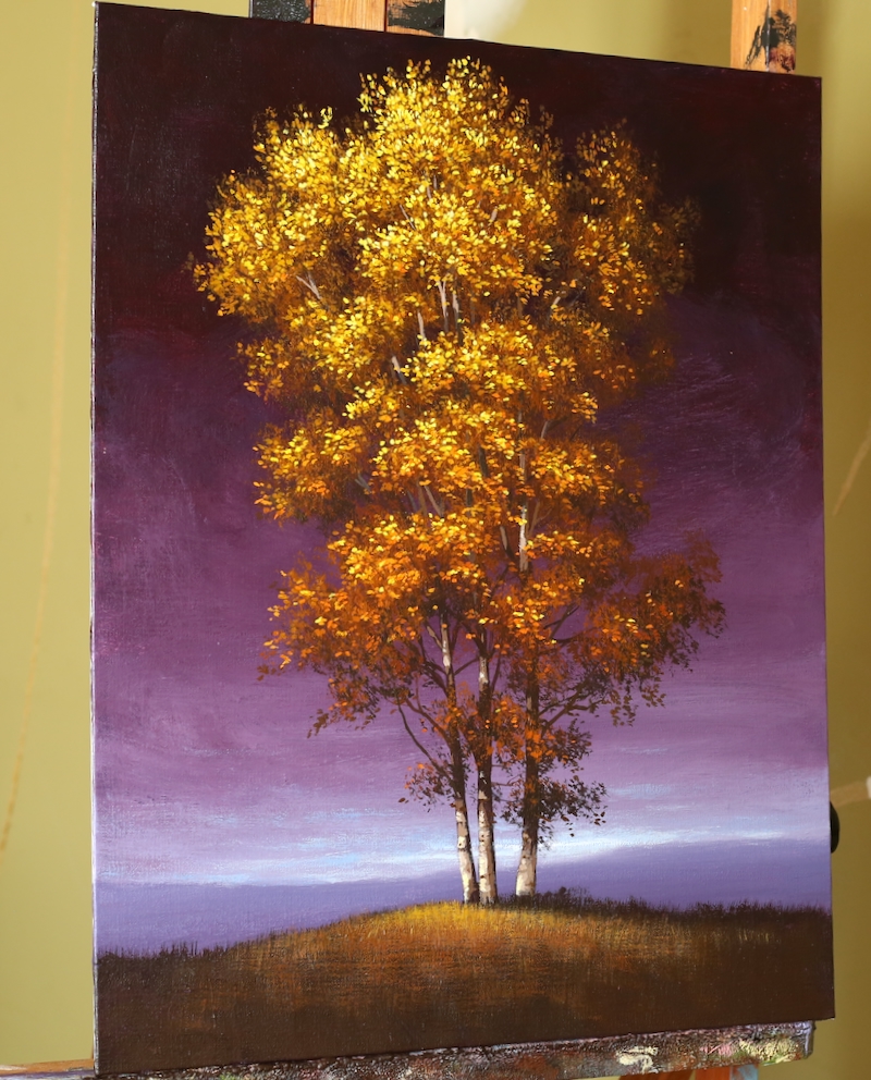 Glowing Up Through Purple Skies – An Acrylic Painting Lesson