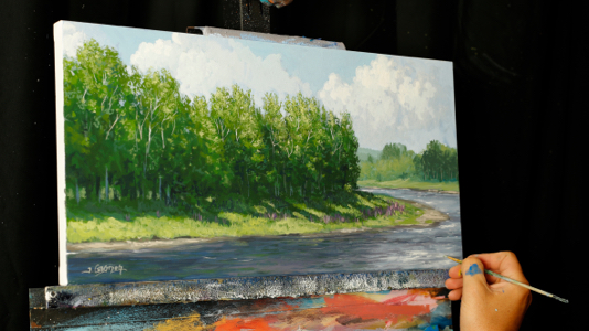 Lupins Bend – Acrylic Painting Lesson