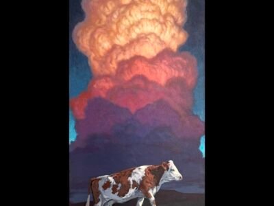 The Cow and The Colorful Clouds - acrylic painting lesson