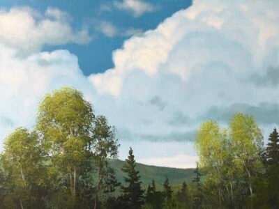 Floating Above Spring Greens - An original acrylic painting