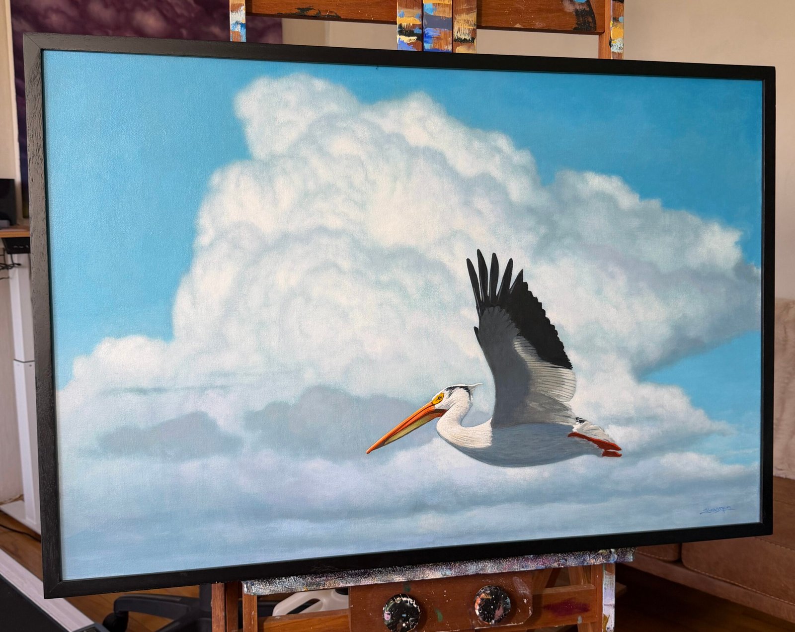 Flying Through Tall Ocean Clouds - original acrylic painting - Image 2